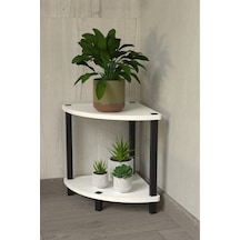 Flora 2 Raflı Moblen Çiçeklik Saksılık Balkon Bahçe Dekor Raf Stand-beyaz Beyaz