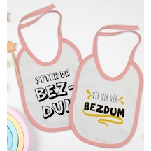 BK Kids Bezdum Tasarımlı 2’li Pembe Mama Önlüğü-1 Pembe