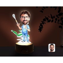 Kişiye Özel Erkek Diş Hekimi Karikatürlü Dekoratif 3D Biblo Led I(481494856) Çok Renkli