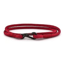 Bordo Paracord Metal Kanca Iki Sira Sarma Erkek Bileklik M011M Çok Renkli