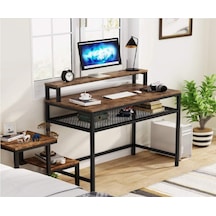 Zizuva Modern Tasarım Monitör Sehpalı Çalışma Masası Ceviz - Siyah