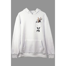 Startmore Oversize Sevimli Panda Cep Tasarımlı Baskılı Kapüşonlu Sweatshirt Hoodie Beyaz Beyaz