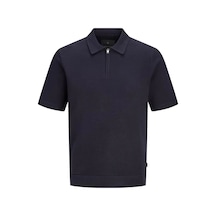 Jack & Jones 12295861 Jprblamilano Spring Knit Zip Polo Ss Sn Tişört Lacivert