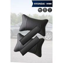 Hyundai H100 Uyumlu Set Deri Yastık Deri Kemer Koruyucu Lüks Siyah