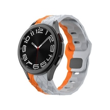 Samsung Galaxy Watch 5 Pro 45mm Uyumlu Krd-116 20mm Futbol Desenli Spor Tasarımlı Silikon Kordon - Gri-turuncu