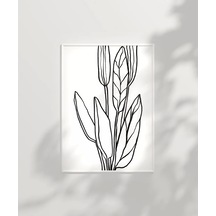 Çerçevesiz Poster Soyut Bitki Formları Grafik Sanat