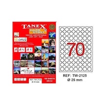 Tanex Laser Etiket 100 Yp 0.25 Mm Laser-copy-ınkjet Yuvarlak Tw-2125 Diğer