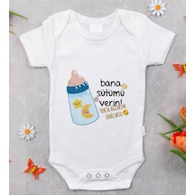 Bitmeyenkartus Bk Kids Isimli Bana Sütümü Verin Tasarımlı Bebek Body Zıbın - Mod Çok Renkli