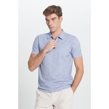 AC&Co / Altınyıldız Classics Erkek Lacı Slim Fit Dar Kesim Polo Yaka Çizgili Cepli Tişört Lacı