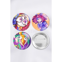 Tadc The Amazing Digital Circus Anime Animasyon Çanta Süsü Rozet İğneli Buton Rozet Seti 3 Adet Çok Renkli