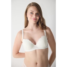 Magic Form Yaprak Desenli Dantelli Push Up Destekli Sütyen Ekru - 334087202 Ekru