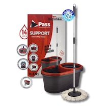 Pass 14 Litre Dönerli Mop Kovası Seti Ayarlanabilir Özellikli 5 Parça Microfiber Temizlik Seti
