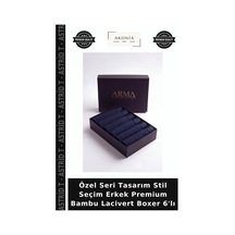 Astrid T Özel Seri Tasarım Stil Seçim Erkek Premium Bambu Lacivert Boxer 6'lı Lacivert-6