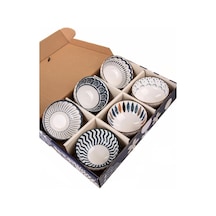 Tr Mukko Home 6'li Desenli Porselen Kase Seti 320 Ml, Çorbalık, Kahvaltılık, Atıştırmalık Kase Hediyelik Kutulu, Diğer