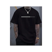 Medinenur Whatever Yazı Detaylı Basic T-shirt Siyah