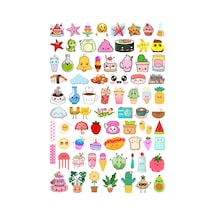 74 Adet Kawai Cute Sticker Seti - Etiket Seti Scrapbook Bullet Journal Çok Renkli
