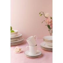 Ceyda Platin Kenarlı 4 Parça 2 Kişilik Porselen Kahve Fincan Takımı Ekru