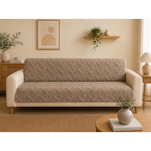 Sycamore Home Koltuk Örtüsü 175x215 Cm Çekyat Örtüsü, Kaymaz, Yıkanabilir, Lüks Kumaş Şönil Jakarlı Vizon