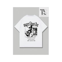 Tarzsokak Grunge Punk Erkek Kartal & Slogan Baskılı T-shirt Kırmızı