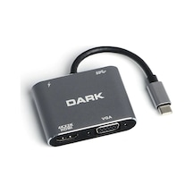 Hytech Hy-usbc80 4k 30hz Gri Metal 2xusb3.0 1xhdmı, 1xpd 10-100-1000m Type C Adaptör Kdo