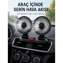 Ayarlanabilir Çift Başlıklı Sessiz Araç İçi Vantilatör 1