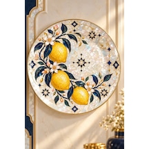 Dekoratif Duvar Tabağı Limonlu Saray Bahçesi Dekorlu Seramik Tabak Haki