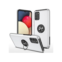 Samsung Galaxy A02s Uyumlu Kılıf Elit Yüzüklü Kapak - Gümüş