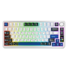Rampage Quell Pro Ekranlı Beyaz Hot Swap 2.4g + Bt Wireless Rgb Gasket Oil Switch English Layout Pbt Mekanik Oyuncu Klavyesi
