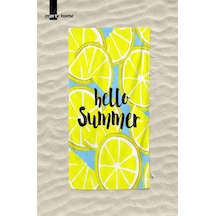 Marte Home Hello Summer Limon Baskılı Renkli Plaj Havlusu Sarı