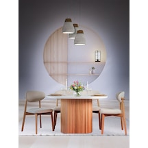 Marsilya İskandinav Natural Ahşap Masa Sandalye Takımı 90x130 Natural