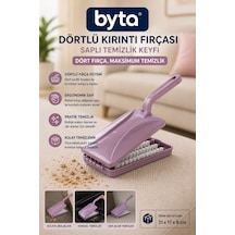 Saplı Dörtlü Kırıntı Toplama Fırçası Koltuk, Kanepe, Halı Ve Araç İçi Temizlik Aparatı Mavi Mor Siyah Karışık Renk Gönderilir Mor