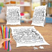 Sandaldaki Arkadaşlar Boyama Puzzle Tablo Çocuk Eğitici Yapboz