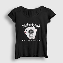 Presmono Kadın Aces Motörhead T-shirt Siyah
