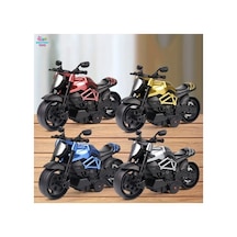 1 Adet Sürtmeli Kaliteli Oyuncak Motosiklet Yurtdışından Özel Üretim Motor 14 Cm. Sarı Kırmızı Mavi Gri