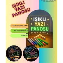 Neon Işıklı 7 Renk Işık Boyama Kalemli Led Resim Panosu Boyama Tahtası Kalemleri 20 X 20 Çokrenkli