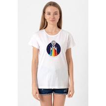 Star Trek Discovery Retro Ship Beyaz Kadın Bisikletyaka Tshirt 001