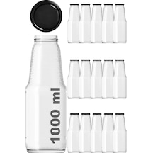 Afracam Meyve Suyu Şişesi Şeffaf 1000 Ml Metal Kapaklı 15 Adet