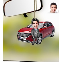 Bk Gift Kişiye Özel Erkek Togg Karikatürlü Ahşap Plakalı Araba Dikiz Ayna Süsü-1 , Arkadaşa Hediye, Sevgiliye Hediye, Araba Hediyesi