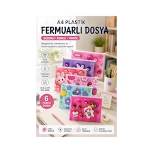 Fermuarlı Dosya Kız Desenli A4 6 Adet Fixpoint 2380 Plastik Desenli Fermuarlı Zarf Dosya Ödev Evrak Belge Saklama Çok Renkli
