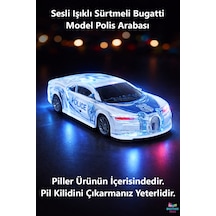 Kırılmaz Korumalı Sesli Işıklı Müzikli Sürtmeli Oyuncak Bugatti Model Polis Arabası Mavi Yeşil