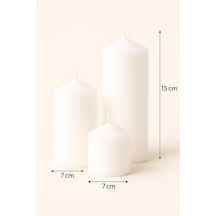 Silindir Mum 3lü Set Beyaz Beyaz