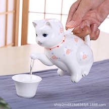 Seramik Şanslı Kedi Pot Sevimli Seramik Kedi Karaf 280 Ml