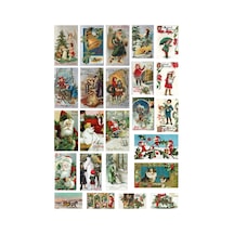 24 Adet Yılbaşı Noel Baba Christmas Sticker Seti - Etiket Seti Scrapbook Bullet Journal Çok Renkli