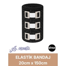 Elastik Bandaj 20cm, 4 Klipsli 4,5 Metreye Kadar Uzar, Spor Ve Günlük Kullanım Siyah