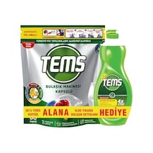 Tems Bulaşık Makinesi Kapsülü 36'lı+elde Yıkama Bulaşık Deterjanı 500 Ml Hediyeli