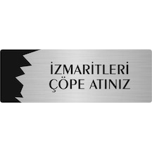 Metal Departman Kapı İsimliği, Yönlendirme Levhası İzmaritleri Çöpe Atınız 10x20 Cm Gümüş Renk