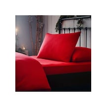 Pamuklu Çift Kişilik Jumbo Boy Lastikli Çarşaf Takımı Kırmızı 200x200 Abanoz