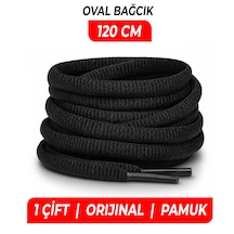 120 cm Oval Spor Ayakkabı Bağcığı, Sneaker, Koşu, Yürüyüş Ve Günlük Ayakkabılar İçin Dayanıklı Pamuk Bağı , Premium Bağcık 1 Çift - 120 Cm Siyah