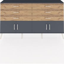 Arges Konsol 2 Raflı 6 Çekmeceli 4 Kapaklı 176x30x99 Antrasit-ant Antrasit-antrasit/çam