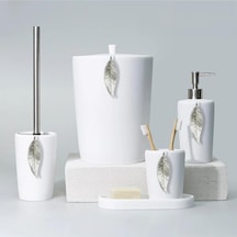 Selim Dekor Leaf Banyo Seti Beyaz-gümüş Beyaz